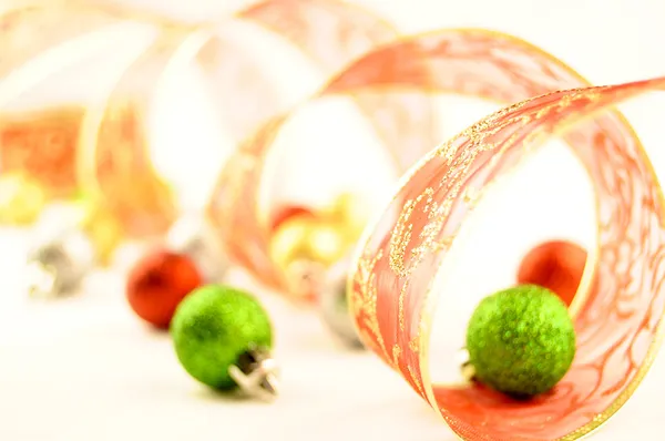 Holiday ribbon christmas balls — Stock Photo, Image