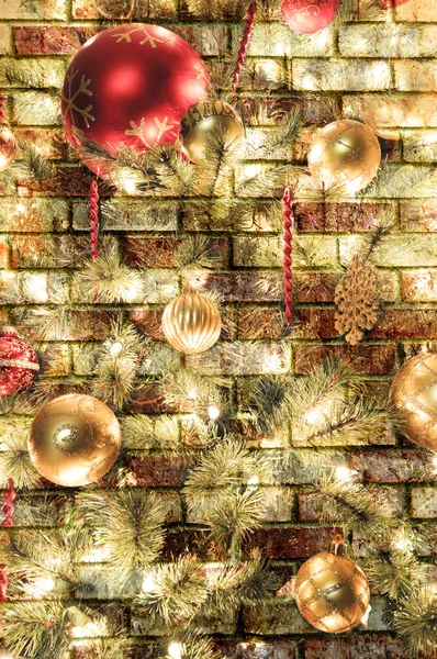 크리스마스 벽돌 배경 — 스톡 사진