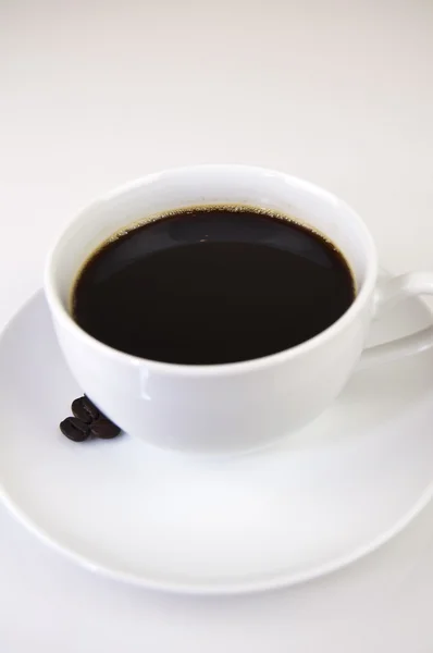 Zwarte Hete Espresso Koffie Witte Kop — Stockfoto