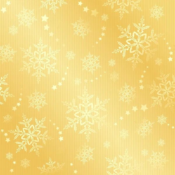 Golden snow flake winter pattern — Stock Vector