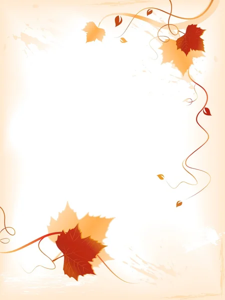 抽象背景与红色金色树叶和漩涡 — 图库矢量图片