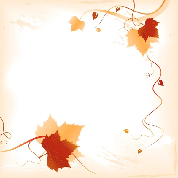Fall background with red orange foliage and swirls — Stock Vector