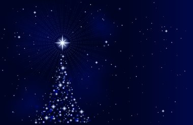 Noel ağacı ile huzurlu yıldızlı gece