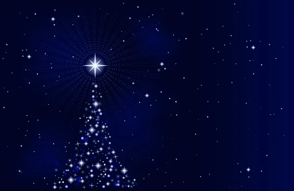 Peaceful starry night with Christmas tree — Stock Photo, Image