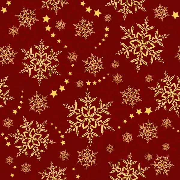 Flocons de neige et étoiles sans couture, motif d'hiver — Image vectorielle