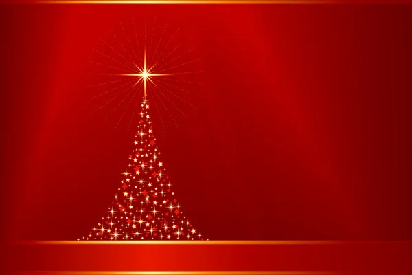Árvore de Natal dourada vermelha — Vetor de Stock