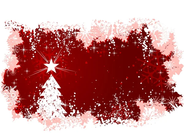 Fondo grunge de invierno con árbol de Navidad y estrella — Archivo Imágenes Vectoriales