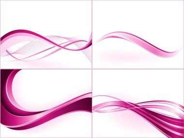 Purple pink wave templates. Use of blends, clipping masks, linear gradients, global color swatches.