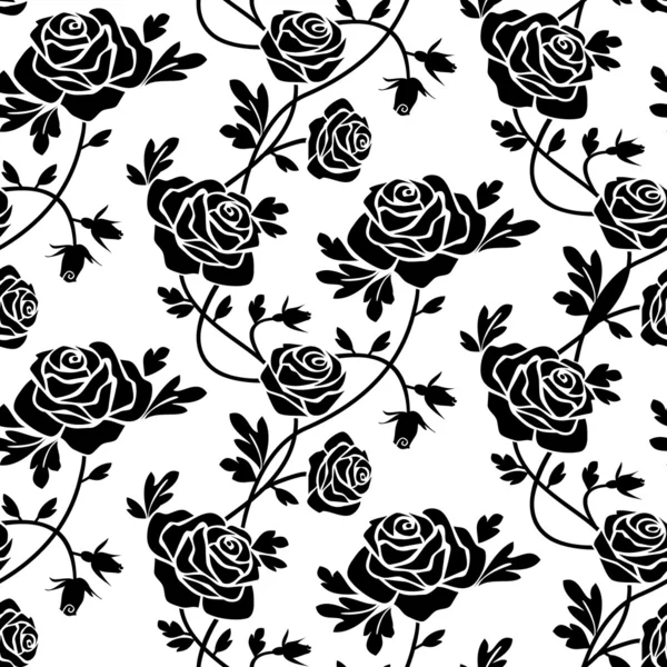 Rosas negras en blanco — Vector de stock