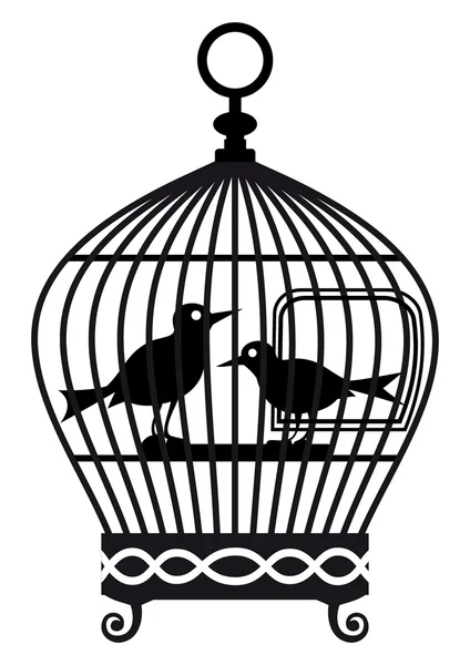 Silueta de jaula de aves — Vector de stock