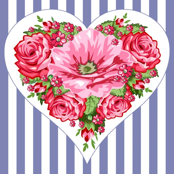 Victoriaanse rozen hart — Stockvector