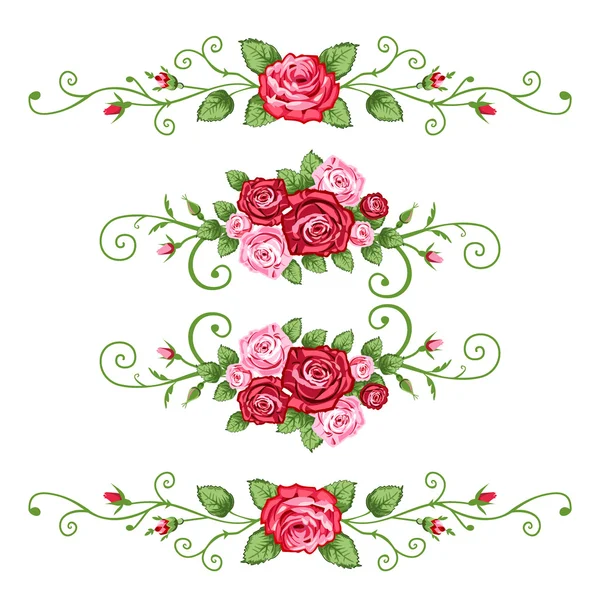 Ρετρό Τριαντάφυλλα Στοιχεία Για Κάρτες Χαιρετισμού Πανό Υπόβαθρα Πλήρες Επεκτάσιμο — Διανυσματικό Αρχείο
