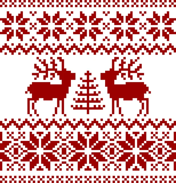 Beyaz Arka Plan Üzerinde Izole Noel Norveç Desen Koleksiyonu — Stok Vektör