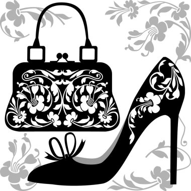 Fashion concept. Bag and shoe.