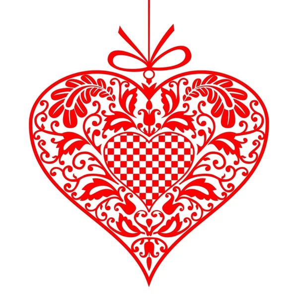 Vector Ornamental Heart Valentine Day Wedding White Background — Stock Vector