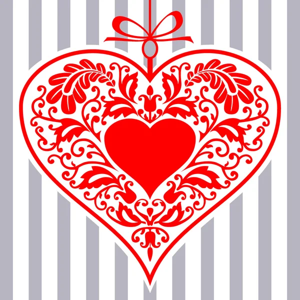 Corazón rojo con filigrana — Archivo Imágenes Vectoriales