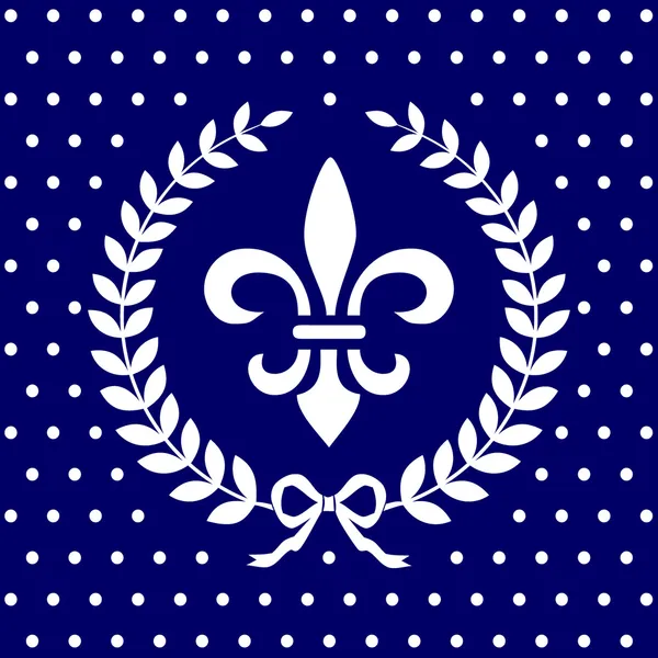 Fond Vectoriel Royal Rétro Avec Fleur Lis Sur Bleu Motif — Image vectorielle