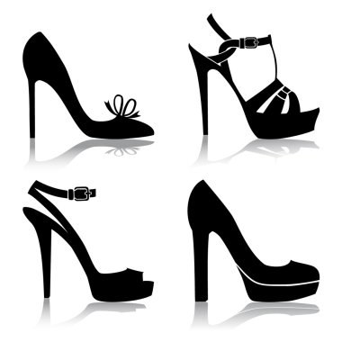 Ayakkabı koleksiyonu için izole kolay düzenleme ve renk değişikliği için beyaz, tam ölçeklenebilir vektör grafiği üzerinde tasarım, siluet.
