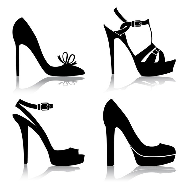 Shoes silhouette collection for your design, isolated on white, full scalable vector graphic for easy editing and color change.