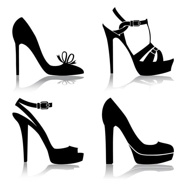 Колекція Силуетів Взуття Вашого Дизайну Ізольована Білому Повнорозмірна Векторна Графіка Ліцензійні Стокові Ілюстрації