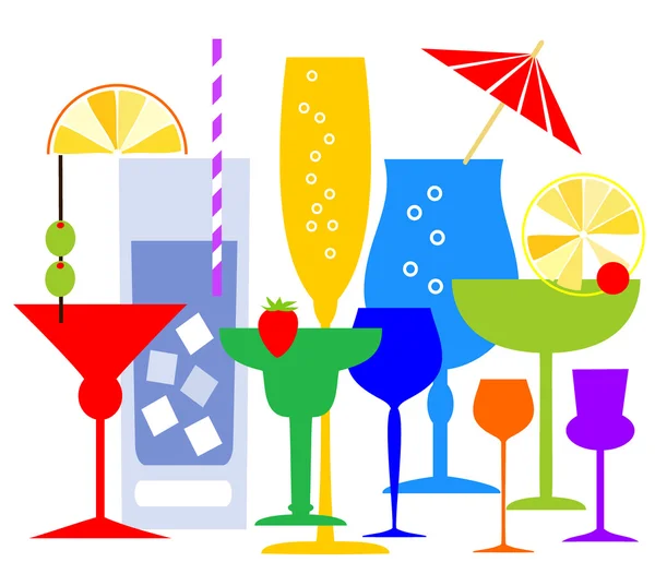 Colorful cocktails vector illustration — Stock Vector