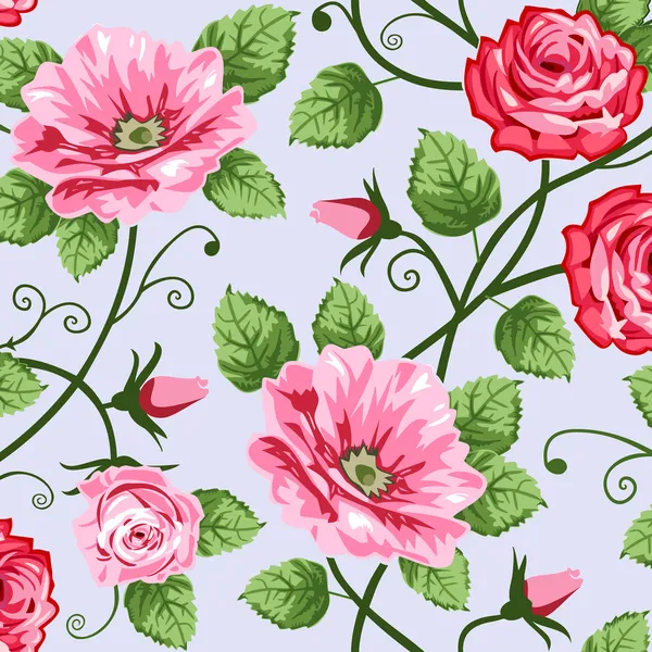 Romantische rozen naadloze patroon — Stockvector