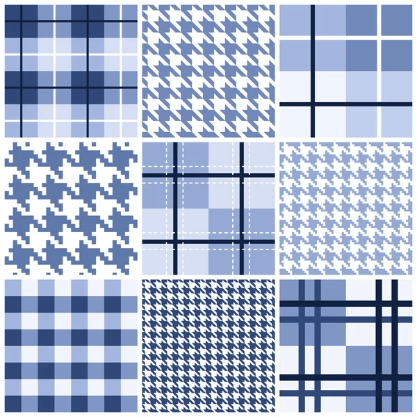 Set of blue seamless pattern — Stock Vector