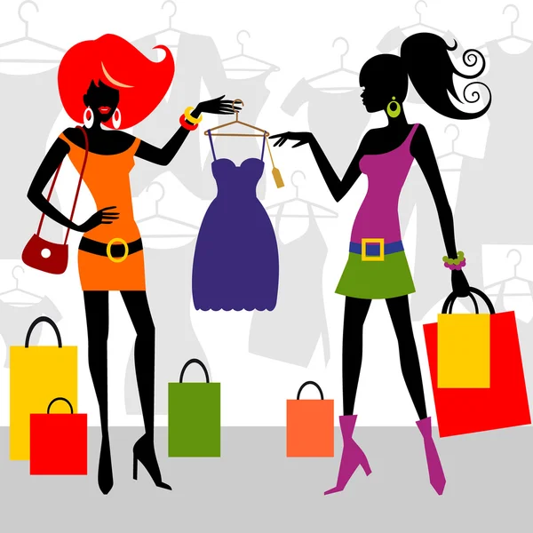 Moda zakupy kobiet — Wektor stockowy