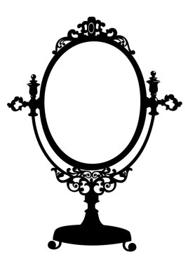 Silhouette of antique makeup mirror clipart