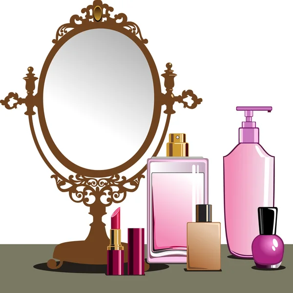 Make-up und Spiegel — Stockvektor