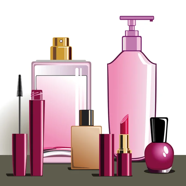 Maquillaje y productos de belleza — Vector de stock