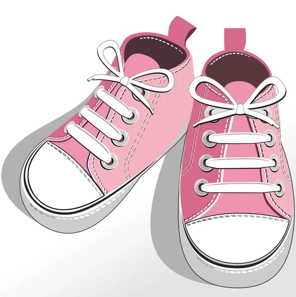 Niños zapatos rosados — Vector de stock