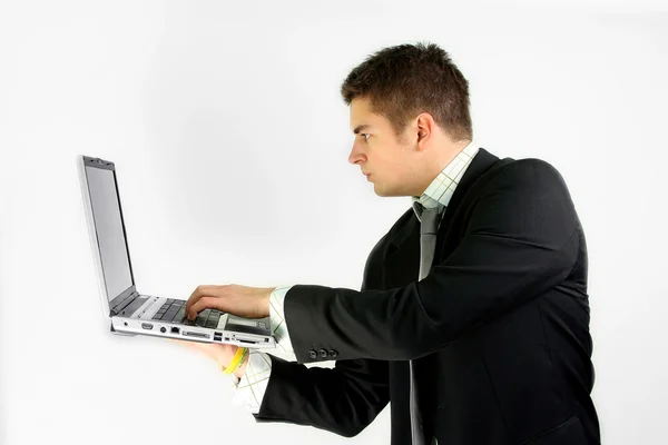 Laptop üzletember — Stock Fotó