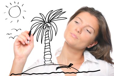Young woman sketching her dreams clipart