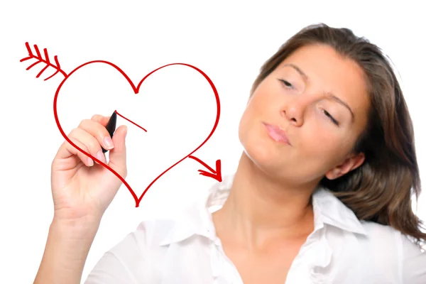 Woman drawing a heart — Stock Photo, Image