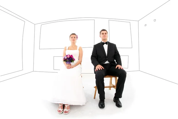 Nevěsta a ženich v jejich novém domě — Stock fotografie