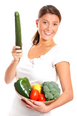 Beautiful woman with vegetables clipart