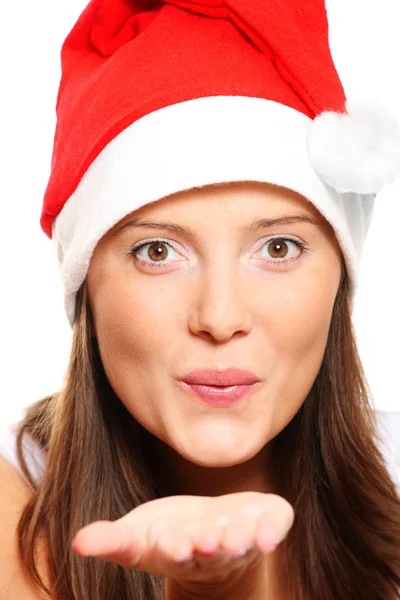 Santa's helper skickar en puss — Stockfoto