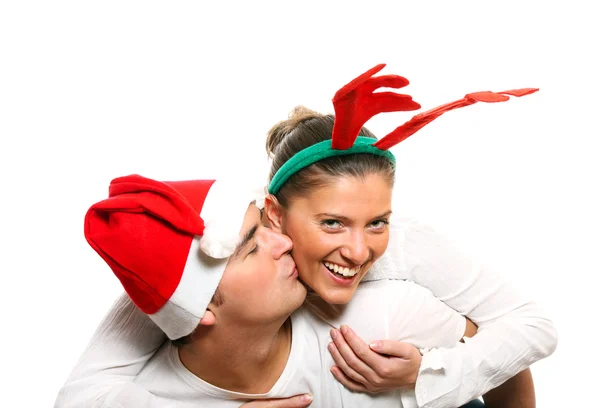 Noel sırasında genç bir çift — Stok fotoğraf