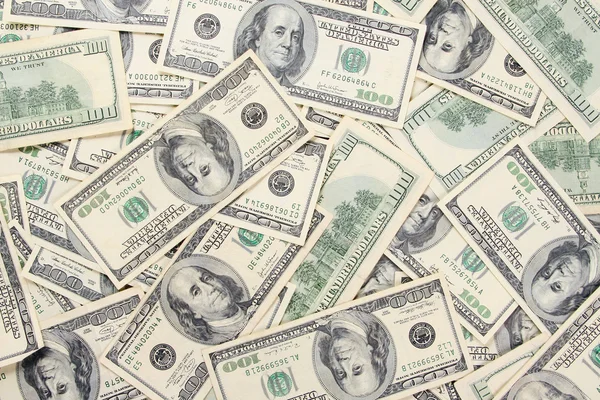 Many Green 100 Dollars Bills — Stock Photo, Image