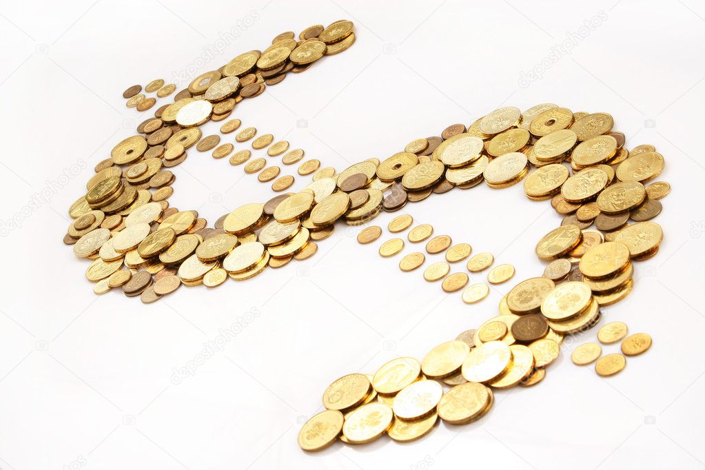 Gold coins in shape of dollar sign