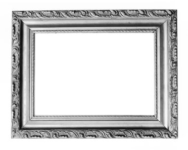 Old antique silver frame over white with clipping path clipart