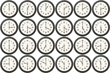 24 clock avery half hour isolated on white background clipart