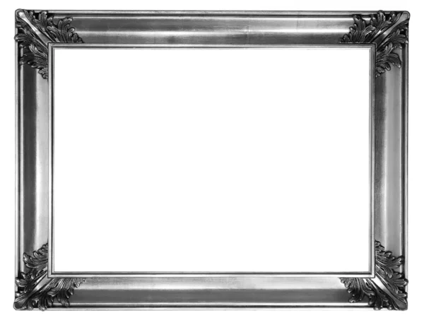 Oude Antieke Zilveren Frame Wit Met Uitknippad — Stockfoto
