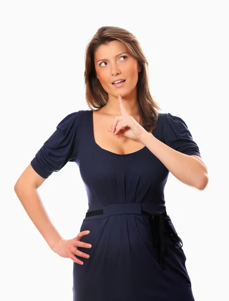 Sexy vrouw in een blauwe jurk — Stockfoto