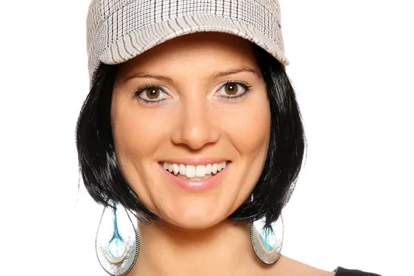 야구 모자에서 아름 다운 여자 — 스톡 사진