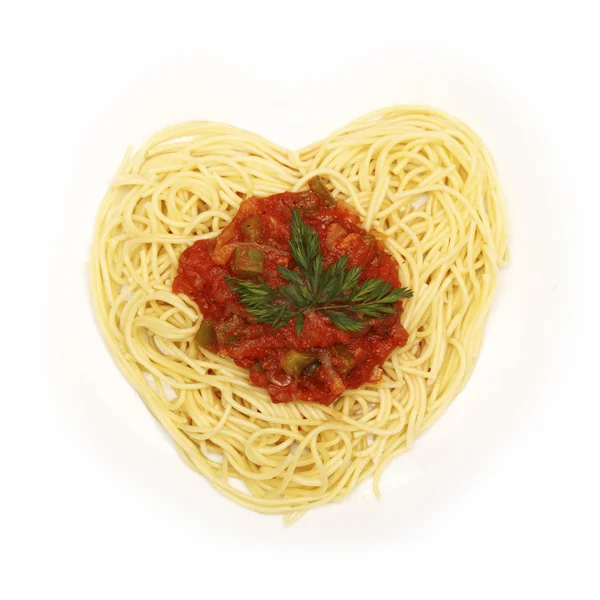 Spagetti till alla hjärtans dag — Stockfoto