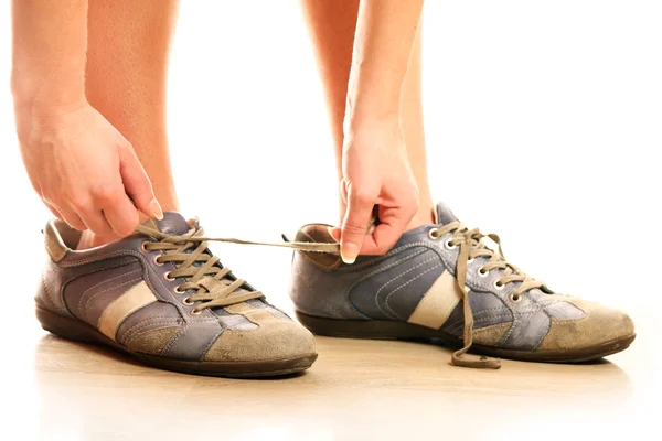 Шнуровка обуви — стоковое фото