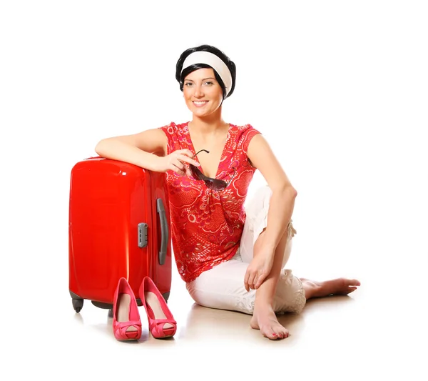 一张幸福的女人准备去度假的照片 — 图库照片