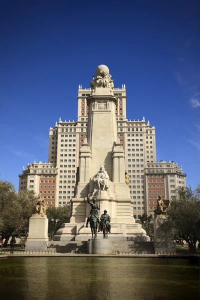 Don Quijote památník v Madridu — Stock fotografie